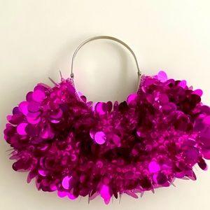 Pink holografic round Sequined bag